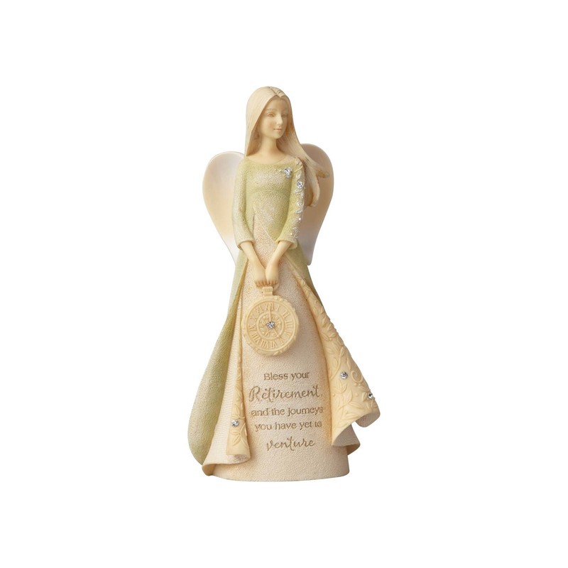 Enesco Foundations Retirement Journey Angel Holding Clock Miniature Figurine, 4.33