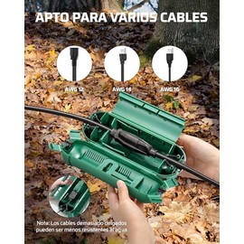 DEWENWILS - Paquete de 6 fundas para cable de extensión para exteriores, funda impermeable con 4 cierres de sello, compartimento ajustable para cables de calibre 12/14/16, protege luces y enchufes de