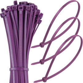 Coloured Cable Ties - 100 Purple Zip Ties for Secure Cord Management - Heavy Duty Up to 54.4 kg Tensile Strength - 150 x 3.6 mm Tie Wraps With Auto-Locking Mechanism - Just Cable Ties