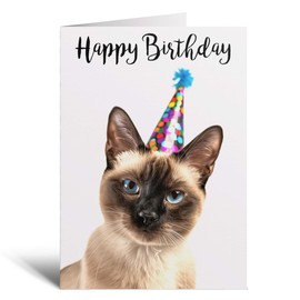 Postcard Prints - Birthday Card For Anyone Birthday Card For Friend Birthday Card For Her or For Him Siamese Cat Birthday Card For Son or Daughter