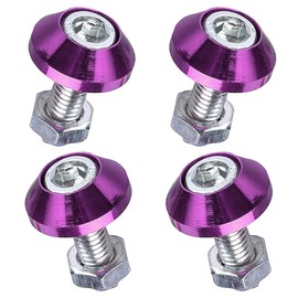 ZIMISI 4PCS License Plate Bolts, Aluminum Alloy Motorcycle License Plate Frame Fastener Accessories, Anti Theft M6 Screws, Car Decorations for Most Motorcycles, Cars, Trucks (Purple)