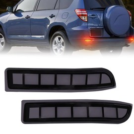 PGTOPONE Full LED Rear Bumper Reflectors Fog Brake Tail Light Lamps Compatible with Toyota Rav4 2006-2012/Scion xD 2008-2014 Turn Signal Feature Accessories (Black)