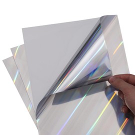 JUSTVEL Hologram Sheet, Transparent A4, 20 Sheets, Hologram Stickers, Glittering with Light, Inkjet, Laser Craft, DIY (Pillar)