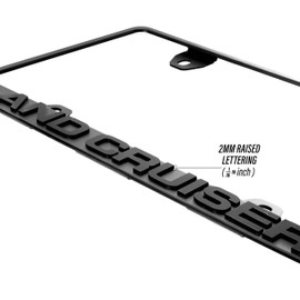 Land Cruiser License Plate Frame – Stealth Black Powder Coat UV Resistant Rust-Proof Steel Plate Holder - One Piece - Compatible with 1951-2025 Landcruiser (3D Raised Letter with MOUNTING Hardware)