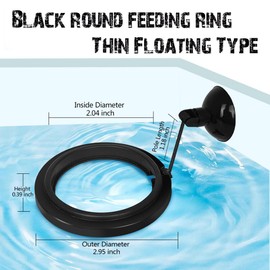 Fish Feeding Ring, Fish Safe Floating Food Feeder Circle Blue, with Suction Cup Easy to Install Aquarium, Square and Round Shape Fish Tank Towels - for Guppy, Betta, Goldfish, Etc (1 Circle)