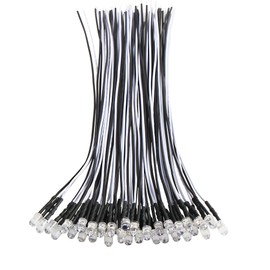 Juasky 60pcs White Pre Wired Led Diode Lights 12v,5mm Led Light Emitting Diodes for DIY Scientific Experiment