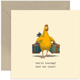 Funny Retirement Cards for Men and Women - 'What the cluck' Hen Design - Farewell Leaving Gifts for Colleague Coworker Boss - Blank Inside with Envelope