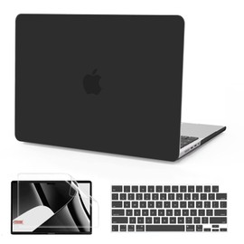 B BELK Compatible with MacBook Pro 14 inch Case 2024 2023 2022 2021 M3 A2918 A2992 M2 M1 A2779 A2442, Plastic Hard Shell Case+ Keyboard Cover+Screen Protector for MacBook Pro 14 with Touch ID, Black