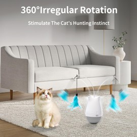 DOEL Cat Toys Interactive for Indoor, Rechargeable Automatic Rotating Feather Wand Toy, Tumbler Design, Electric Fun Tracker Exercise Gift, Stimulate to Chase and Hunting, for Bored Cats Kitten