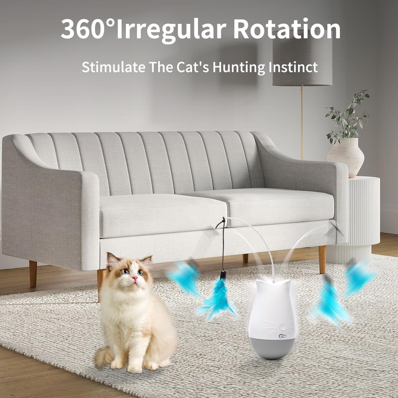 DOEL Cat Toys Interactive for Indoor, Rechargeable Automatic Rotating Feather