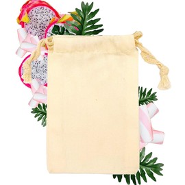 12x16 inches Natural Cotton Double Drawstring Reusable Produce Muslin Bags – Multipurpose Drawstring Storage Pouch for Everyday Use (Pack Of 25)