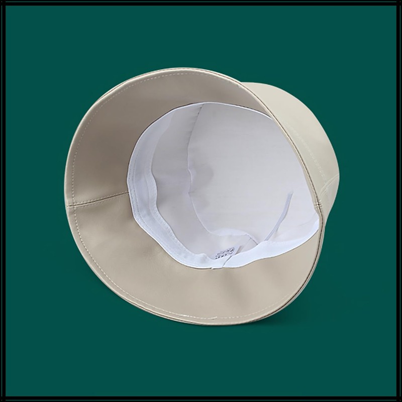 White Fang CZ246 Leather Bucket Hat, Cool, Plain Hat, Stylish,