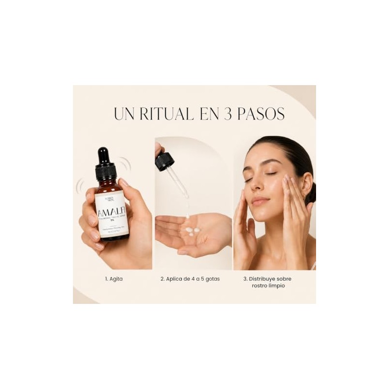 Amalfi Sérum Facial Hidratante con Ácido Hialurónico 5%, 30 mL.