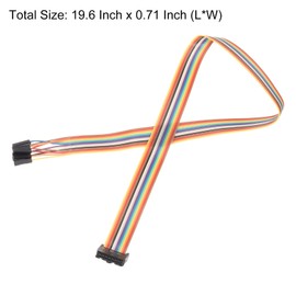 MECCANIXITY 1 Pcs IDC Rainbow Wire Flat Ribbon Cable FC-Female to 14P 19.6 Inch Length 2.54mm Pitch Breadboard Jumper Wires for Electronic Projects