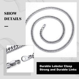 Richsteel Men's Curb Chain Stainless Steel Cuban Necklace in 5 mm/7 mm/10 mm/13 mm Wide Punk Solid Necklace in 46 cm - 76 cm Long, No Gemstone