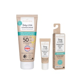 Mabyen Baby & Kids Sommerschutz Set – Sonnencreme LSF 50 + Insektenstichgel – Naturkosmetik für empfindliche Haut – mineralischer UV-Schutz & Pflege gegen Juckreiz – ab Geburt – vegan – 2-teilig