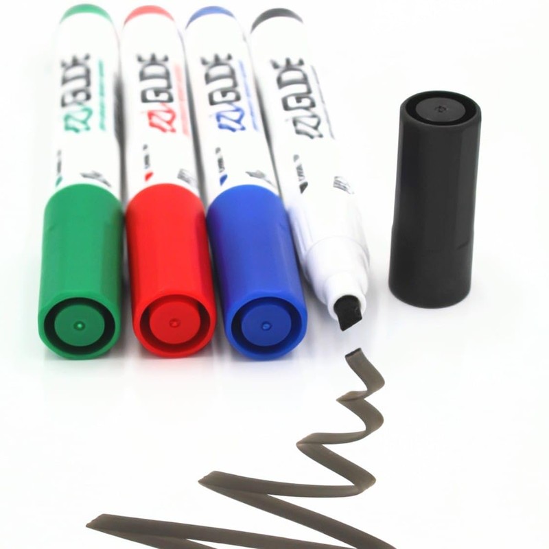Eziglide Assorted Chisel Tip Whiteboard Pens 4 Pack with Magnetic