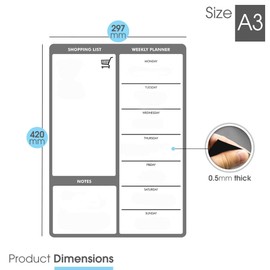 MagnetShop Magnetic Dry Erase White Board Planner for Fridge | Apartment Essentials and Home Organization Must Have | Family Planning, Grocery List, Whiteboard Calendar, Chore Chart | Grey 12" x 16"