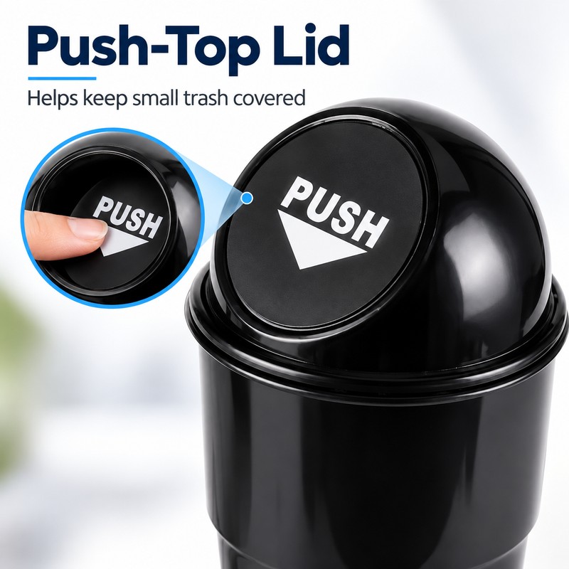 Car Trash Can with Lid for Cup Holder – Compact