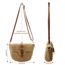Bototack Straw Bag for Women, Small Summer Beach Crossbody Bag with Zipper, Boho Handmade Weave Shoulder Handbag Purse for Holiday Travel