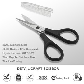 PAFASON 3.8 in Stainless Steel Straight Thread Yarn Fabric Cutting Scissor with Safety Cap & TSA Complied Ideal for Embroidery Quilting Sewing Knitting Crafting Cross Stitch Crochet