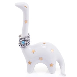 Titanape White Dinosaur Ring Holder, Dinosaur Gifts for Women Birthday Christmas Engagement, Cute Jewellery Holder for Rings Bracelets Necklace Organizer