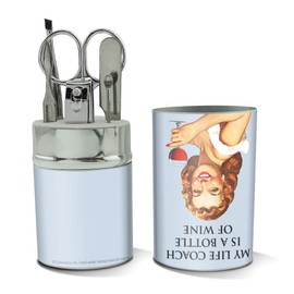 My Life Coach is a Bottle of Wine Funny Humor Stainless Steel Manicure Pedicure Grooming Beauty Care Travel Kit
