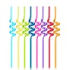 10 Pcs Spiral Reusable Plastic Straws Long Drinking Straws for