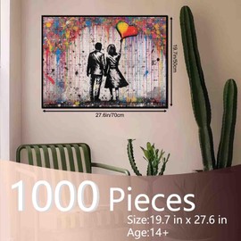 Tucocoo Graffiti Jigsaw Puzzles for Adults, 1000 Pieces Street Couple Love Banksy Art Jigsaw Puzzle Colorful DIY Jigsaw Puzzles for Home Decoration Gifts Family Puzzle Perfect for Game Night 50x70cm
