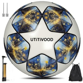 UTiTiVOOD Football Size 5 Football Gifts Boys Football Fans Leather Football Lovers Size 5 with Pump