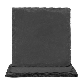 Black Nature Stone Coasters Set of 2 - Desk Drink Coaster for Coffee Maker - White Elephant Gift Option for Office, Bar, Kitchen & Home - Protect Wood & Glass Surfaces Stylishly