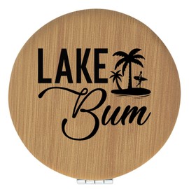 Enthoozies Lake Bum Tan 2.5" Diameter Laser Engraved Leatherette Compact Mirror