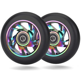 110 mm Scooter Replacement Wheels - 2 Pieces 110 mm Scooter Wheels with ABEC-9 Bearings - Aluminium 88A Stunt Scooter Wheels for Apollo Albott Hudora Fuzion