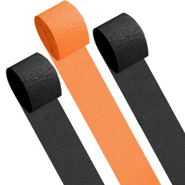 CC wonderland zone Black and Orange Crepe Paper Streamers Party Streamers Decorations,1.7" Wide,6 Rolls