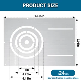 Tellegloww 24 Pcs New Construction Mounting Plate with 3-4-6" Round Hole Rough in Bracket Recessed Lighting Housing and Trim Kits LED Flat Plate Recessed LED Light Plate for LED Downlight, Silver