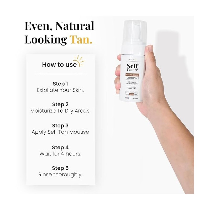 Team Tan Mousse Autobronceadora - Espuma Bronceadora Para Rostro Y