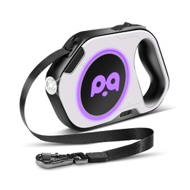 Retractable Dog Leash Upgraded Rechargeable with LED Light, One-Hand Brake and Unlock Tangle Free Pet Leashes 16ft/5m Nylon Tape for up to 88lbs Small Medium Large Dogs