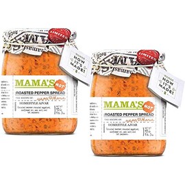 Mamas Home style Roasted Pepper Red Ajvar Spread, Two 19 oz. Jars (Hot)