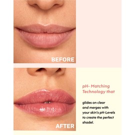 HOOMUSS Tinted Lip Balm, Flower Lipstick Tinted Lip Gloss Long Lasting PH Lipstick, Color Changing Lipstick Natural Chapstick, Glitter Pink Shade Lipstick, Red Flower