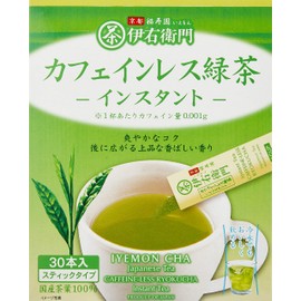 Uji no Tsuyu Iemon Caffeine-Free Instant Green Tea Sticks 30P x 2 Boxes, Decaffeinated, Non-Caffeinated, Powder