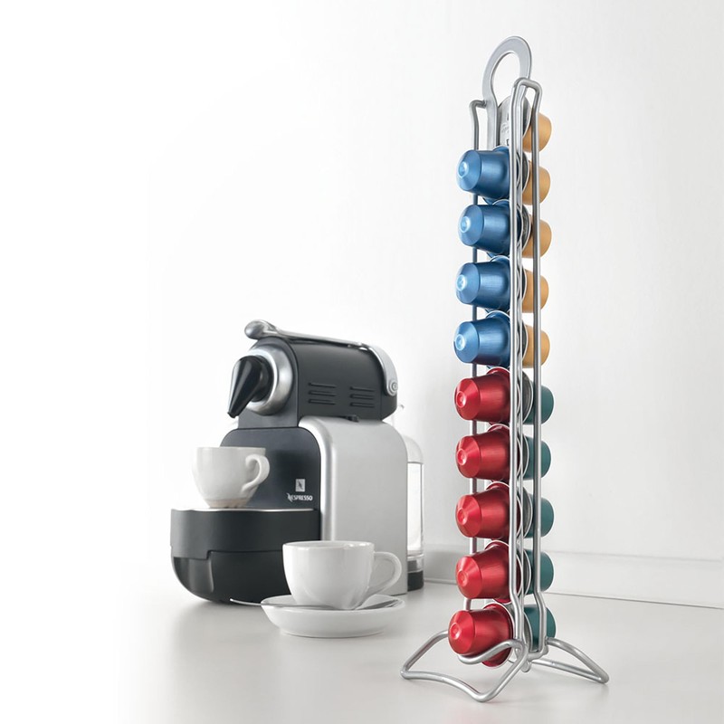 Metaltex Polytherm Coated Capsulo 20" Nespresso Coffee Capsule Holder, Silver,