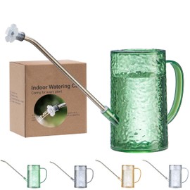 Small Watering Can Indoor Plants with 2 Spray Modes - 34oz Lightweight Plastic, Long Reach Spout & Bonus Shower Head for Indoor/Outdoor Plants