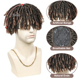 BECUS Dreadlock Toupee for Men Short Braided Toppers for Black Women Curly Synthetic Wiggy