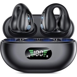 Bone Conduction Headphones, Wireless Headphones Earbuds,Comfort Open Ear Headphone, Clip On Bluetooth 5.3 Ear Buds,Waterproof Running Earphones with Built-in Mic (black)