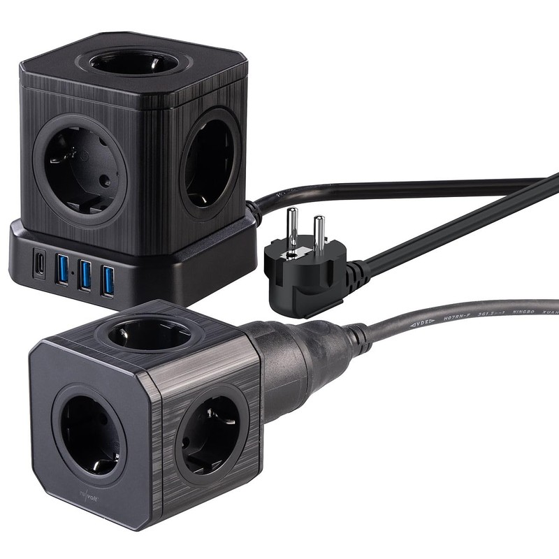 revolt Desk Sockets: 13-in-1 Socket Tower, 9 Sockets, 3x USB-A,