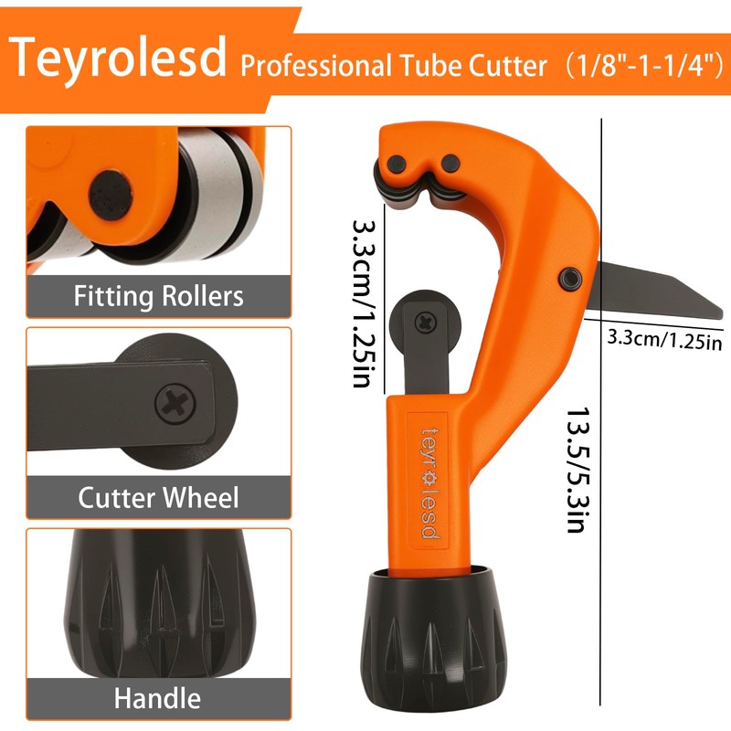 Teyrolesd Pipe Cutter Tool 1/8" to 1-1/4" (3-32mm) Heavy Duty