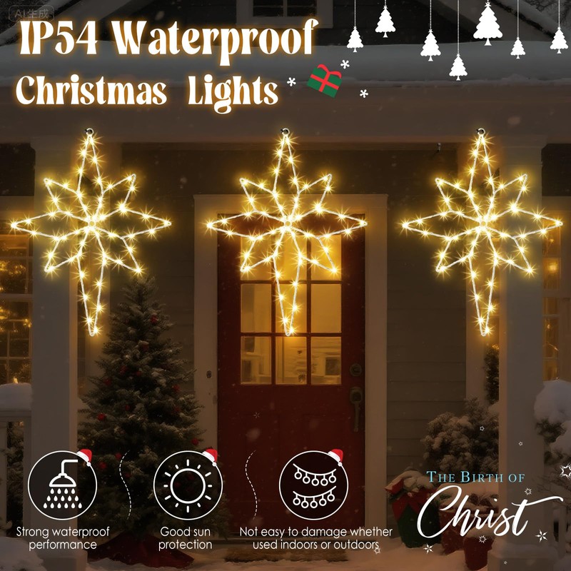 2 Pack 16 Large Christmas Window Light Decorations, LED Bethlehem