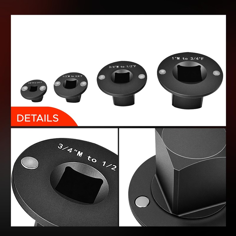 4-Piece Low Profile Impact Socket Adapter Set - Drive Size