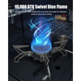 CAFELITE Backpacking Stove, 15000 BTU Windproof Camp Burner, 39.4" Hose