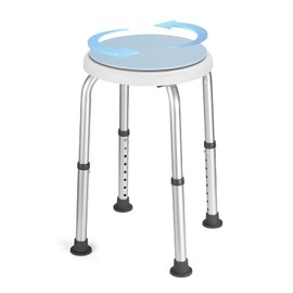 Careboda 360° Rotating Shower Stool Height Adjustable 34-52 cm up to 136 kg Non-Slip Aluminium Shower Stool for Seniors